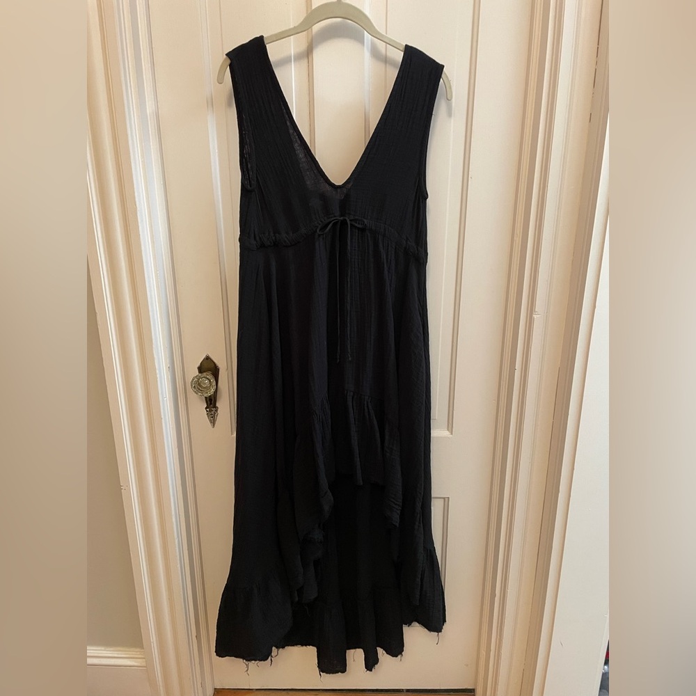 Stark X black gauze hi-low hem dress size S